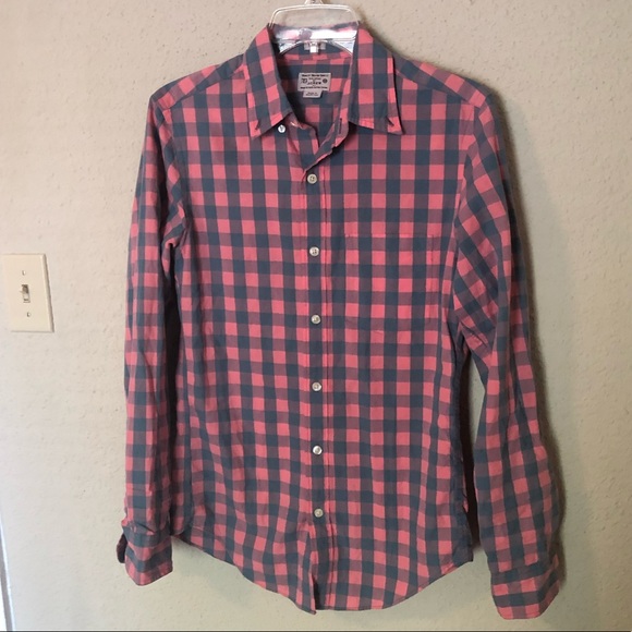 J. Crew Other - J. CREW Gray/Coral Plaid Cotton Slim Fit Shirt